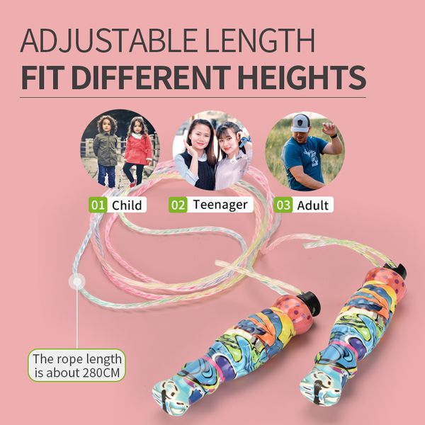 new and lovely jump rope fitness training for boys and girls sports equipment rope long adjustable pattern rope
new and lovely jump rope fitness training for boys and girls sports equipment rope long adjustable pattern rope