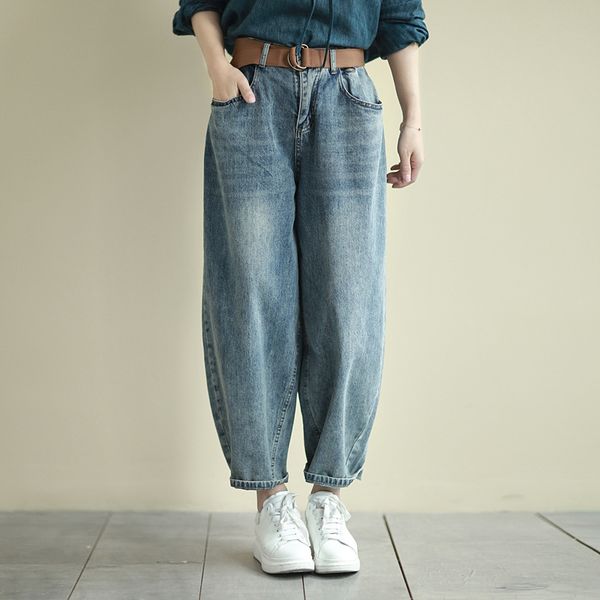 h5uu4 2020 summer new loose large size dad pants and trousers and jeans women's slimming all-match washed ankle-length pants women', Blue
h5uu4 2020 summer new loose large size dad pants and trousers and jeans women's slimming all-match washed ankle-length pants women', Blue