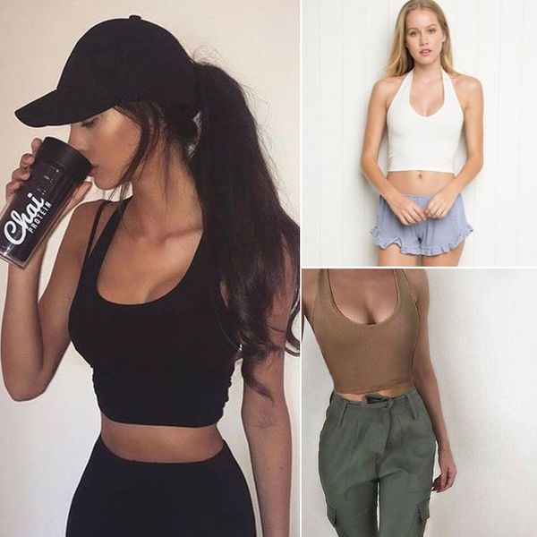 women deep o neck tank sports vest bras cotton soft solid breathable fitness stretch workout sportswear crop, White;black
women deep o neck tank sports vest bras cotton soft solid breathable fitness stretch workout sportswear crop, White;black