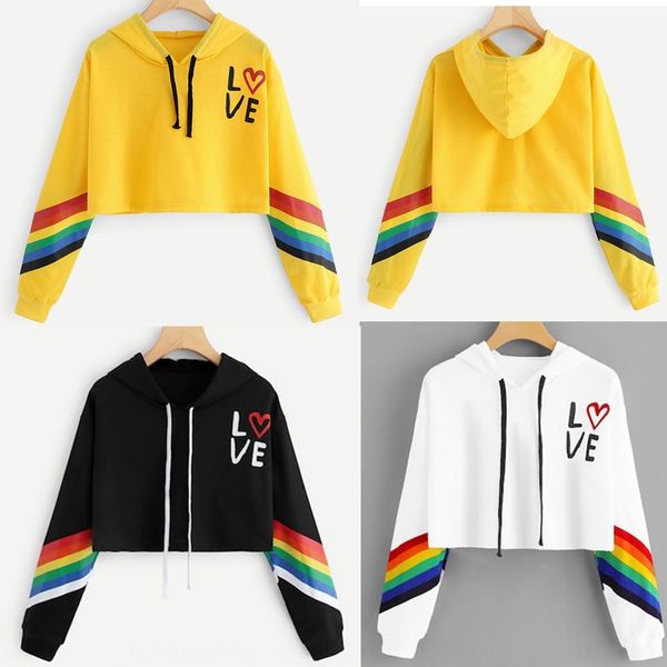 2020 summer and autumn short t-shirt women's rainbow striped korean style sweater t-shirt sweater hooded clothes, Black
2020 summer and autumn short t-shirt women's rainbow striped korean style sweater t-shirt sweater hooded clothes, Black
