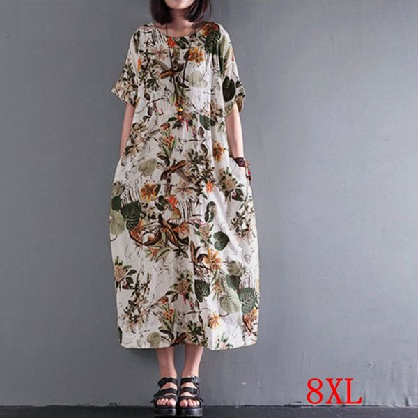 large size women's dress plus size 5xl 6xl 7xl 8xl summer round neck short sleeve loose casual large flower print dress, Black;gray
large size women's dress plus size 5xl 6xl 7xl 8xl summer round neck short sleeve loose casual large flower print dress, Black;gray