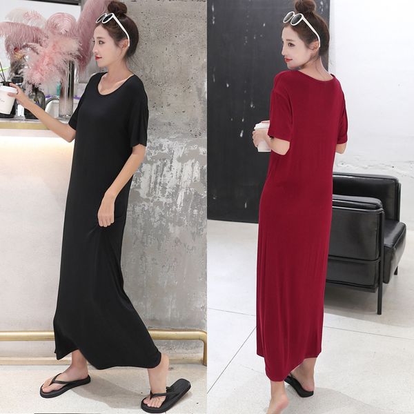 summer and autumn korean women's modal long skirt short sleeve loose base skirt outer wear round neck long dress large size, Black;gray
summer and autumn korean women's modal long skirt short sleeve loose base skirt outer wear round neck long dress large size, Black;gray