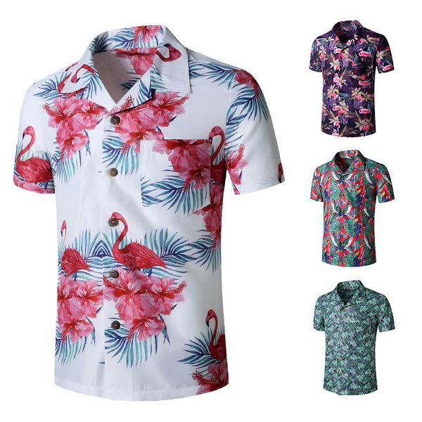 men's casual shirts print short sleeve men plus size loose beach hawaiian shirt for, White;black
men's casual shirts print short sleeve men plus size loose beach hawaiian shirt for, White;black