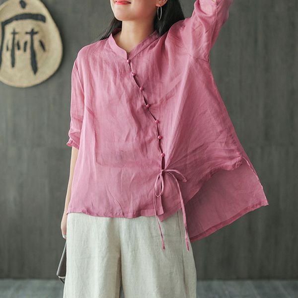 johnature 2020 summer new 4 color leisure retro stand half sleeve irregular shirt cotton linen comfortable all-match women, White
johnature 2020 summer new 4 color leisure retro stand half sleeve irregular shirt cotton linen comfortable all-match women, White