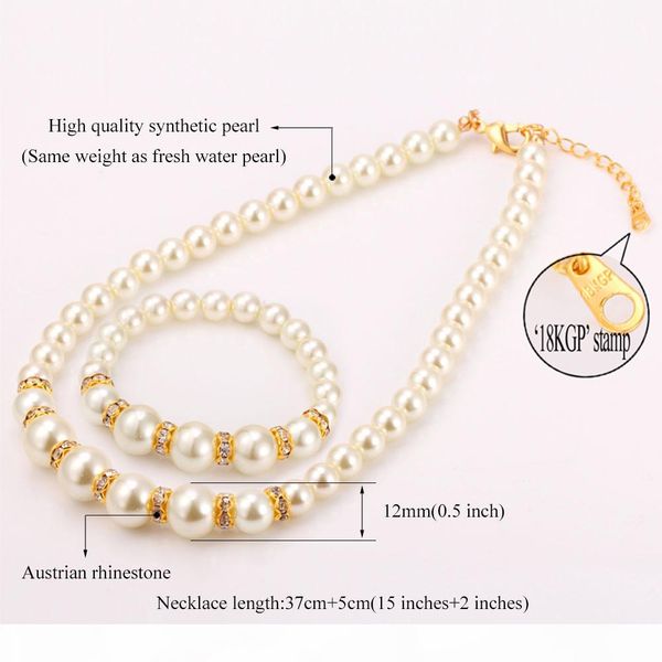 women's pearl necklace 18k real gold plated pearl jewelry set rhinestone crystal luxury beaded bracelet set, Silver
women's pearl necklace 18k real gold plated pearl jewelry set rhinestone crystal luxury beaded bracelet set, Silver
