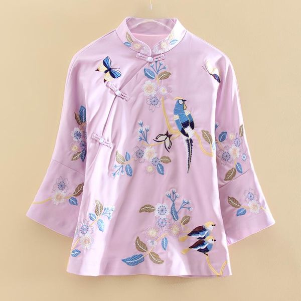 high-end new style autumn women jacket chinese style retro embroidery magpie elegant loose lady coat female s-2xl, Red
high-end new style autumn women jacket chinese style retro embroidery magpie elegant loose lady coat female s-2xl, Red