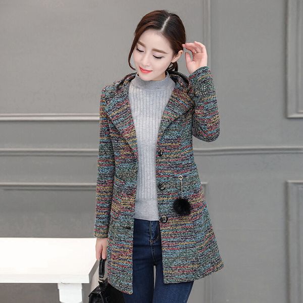 autumn and winter new fashion striped single-breasted hooded long woolen women's jacket slim thin woolen coat tb190317, Black
autumn and winter new fashion striped single-breasted hooded long woolen women's jacket slim thin woolen coat tb190317, Black