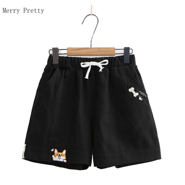 women's 2020 summer shorts hight waist cartoon embroidery pocket shorts harakju korea style female bemuda bottoms, White;black
women's 2020 summer shorts hight waist cartoon embroidery pocket shorts harakju korea style female bemuda bottoms, White;black