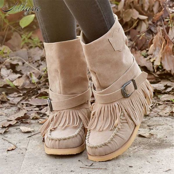 2020 new winter women's boots fashion tassel buckle women flat boots mid-calf warm women snow square-toe zapatos de mujer, Black
2020 new winter women's boots fashion tassel buckle women flat boots mid-calf warm women snow square-toe zapatos de mujer, Black