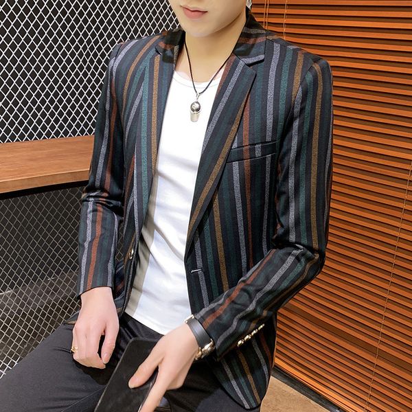 men's suits & blazers 2021 colorful striped suit young vertical handsome casual, White;black
men's suits & blazers 2021 colorful striped suit young vertical handsome casual, White;black