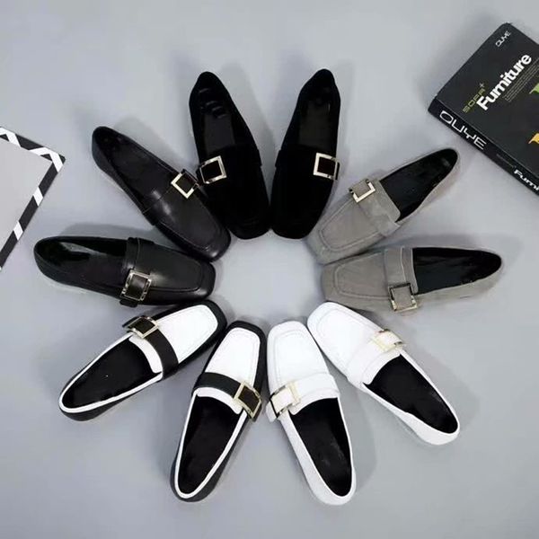 women single shoes flat metal buckle decor multi color female shoe loafers casual comfortable, Black
women single shoes flat metal buckle decor multi color female shoe loafers casual comfortable, Black