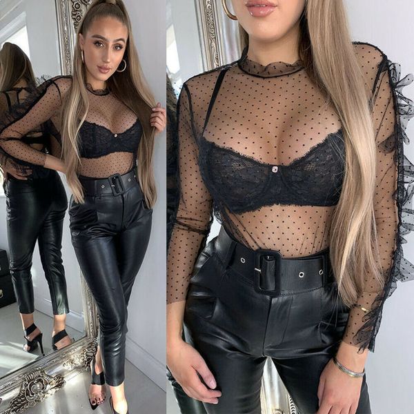 мода женщин sheer сетки sheer see through блуза рубашка женская в горошек o шея повседневная tops sexy party club оборками, White
мода женщин sheer сетки sheer see through блуза рубашка женская в горошек o шея повседневная tops sexy party club оборками, White