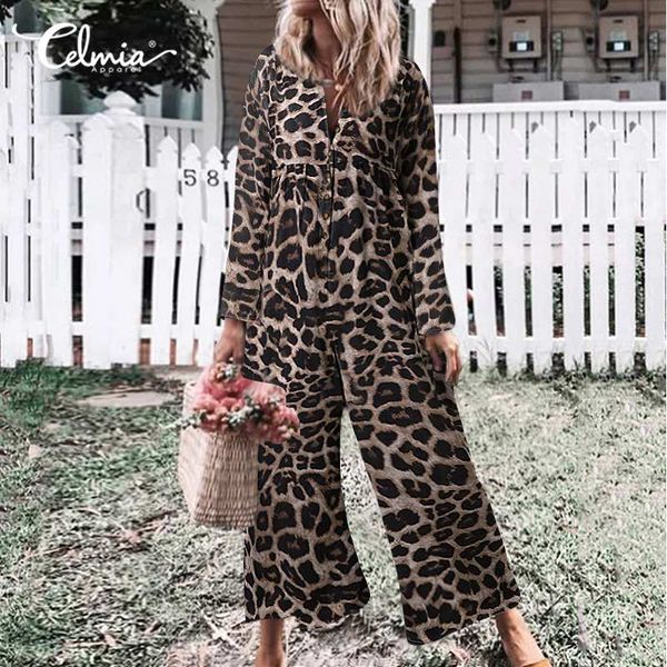 women's jumpsuits & rompers long sleeve women celmia autumn leopard printed femme casual wide leg pants loose playsuits overall, Black;white
women's jumpsuits & rompers long sleeve women celmia autumn leopard printed femme casual wide leg pants loose playsuits overall, Black;white