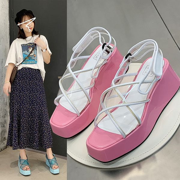 european station sandals 2020 new summer all-match thick-soled sponge cake wedges fashion transparent women's shoes, Black
european station sandals 2020 new summer all-match thick-soled sponge cake wedges fashion transparent women's shoes, Black
