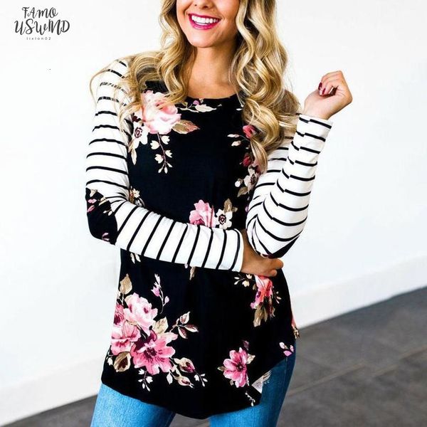 fall 2020 fashion female t shirt striped sleeve floral elbow patch tees o neck full long raglan sleeve casual, White
fall 2020 fashion female t shirt striped sleeve floral elbow patch tees o neck full long raglan sleeve casual, White