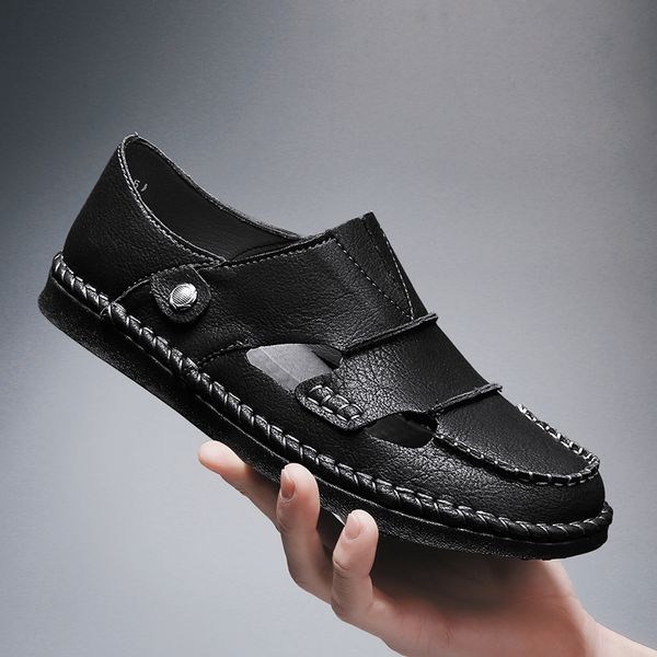 2020 summer new leather sandals trend beach sandals middle-aged man driving senior dad soft leather soft bottom shoes, Black
2020 summer new leather sandals trend beach sandals middle-aged man driving senior dad soft leather soft bottom shoes, Black