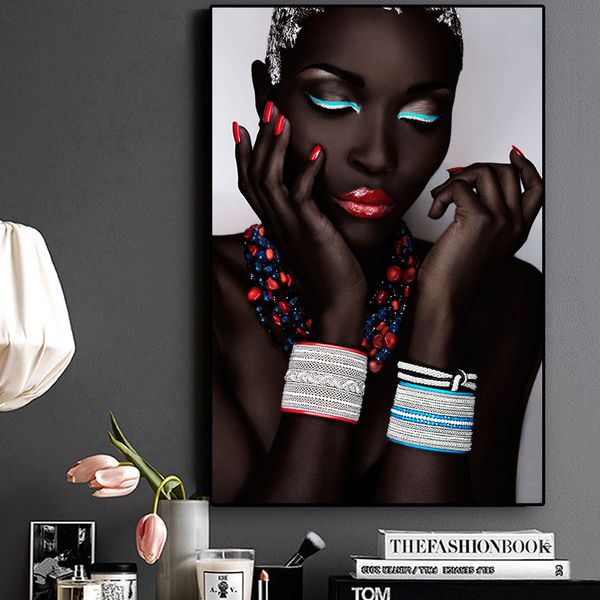modern black african woman lips and nails canvas painting posters and prints scandinavian wall art picture for living room
modern black african woman lips and nails canvas painting posters and prints scandinavian wall art picture for living room