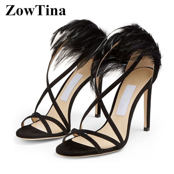 2020 summer women black sandals gladiator black high heels prom party pumps feather decor lady sandalias femmes zapatos mujer
2020 summer women black sandals gladiator black high heels prom party pumps feather decor lady sandalias femmes zapatos mujer