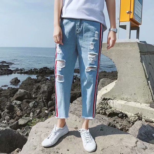 2020 new men hip hop harajuku korean men's jeans pants boys loose holes ripped holes ankle-length harem jeans trousers denim, Blue
2020 new men hip hop harajuku korean men's jeans pants boys loose holes ripped holes ankle-length harem jeans trousers denim, Blue