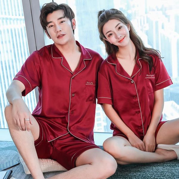 100% mulberry and women's short sleeve summer couple's silk men's red silk suit home clothes pajamas home pajamas, Black;brown
100% mulberry and women's short sleeve summer couple's silk men's red silk suit home clothes pajamas home pajamas, Black;brown