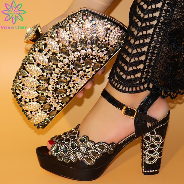 shoes and bag set african sets 2020 pink color matching women shoes and bag set decorated with rhinestone italy shoe, Black
shoes and bag set african sets 2020 pink color matching women shoes and bag set decorated with rhinestone italy shoe, Black