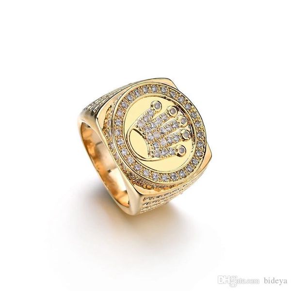 Sparkle Crystals Hip Hop Jewelry King Crown Finger Rings For Men Bling Bling Micro Pave CZ Gold Color Zircon Ring Accessories
Sparkle Crystals Hip Hop Jewelry King Crown Finger Rings For Men Bling Bling Micro Pave CZ Gold Color Zircon Ring Accessories