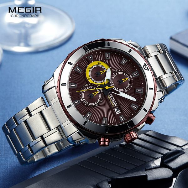 megir men's formal dress quartz watches stainless steel strap chronograph wristwatch for man blue dial luminous hands 2075g-10, Slivery;brown
megir men's formal dress quartz watches stainless steel strap chronograph wristwatch for man blue dial luminous hands 2075g-10, Slivery;brown