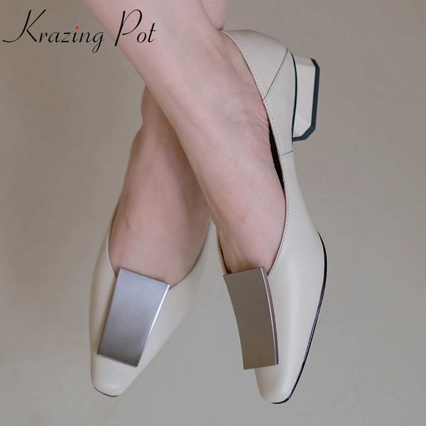 krazing pot concise style full grain leather metal decoration thick low heel small square toe slip on dating women pumps l20, Black
krazing pot concise style full grain leather metal decoration thick low heel small square toe slip on dating women pumps l20, Black