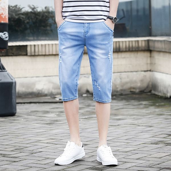 summer thin cropped jeans jeans beach men's fashion brand slim fit straight shorts beach pants youth casual cropped pants, Blue
summer thin cropped jeans jeans beach men's fashion brand slim fit straight shorts beach pants youth casual cropped pants, Blue
