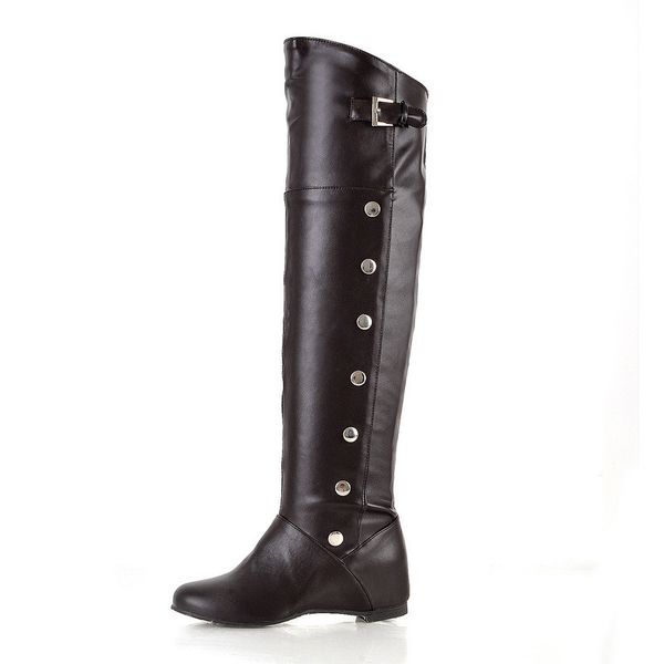 fashion women boots ladies retro over knee increased wedges shoes long tube knight boots pu leather female shoes, Black
fashion women boots ladies retro over knee increased wedges shoes long tube knight boots pu leather female shoes, Black