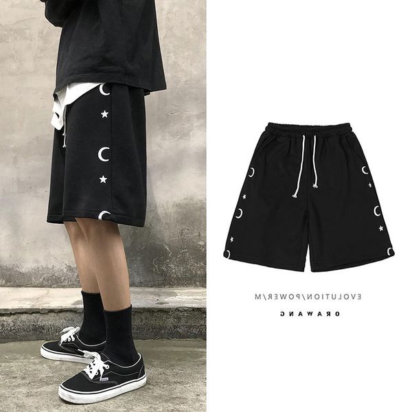 men's shorts mens moon print casual cotton summer male korean fashions joggers pants streeetwear black sweat, White;black
men's shorts mens moon print casual cotton summer male korean fashions joggers pants streeetwear black sweat, White;black