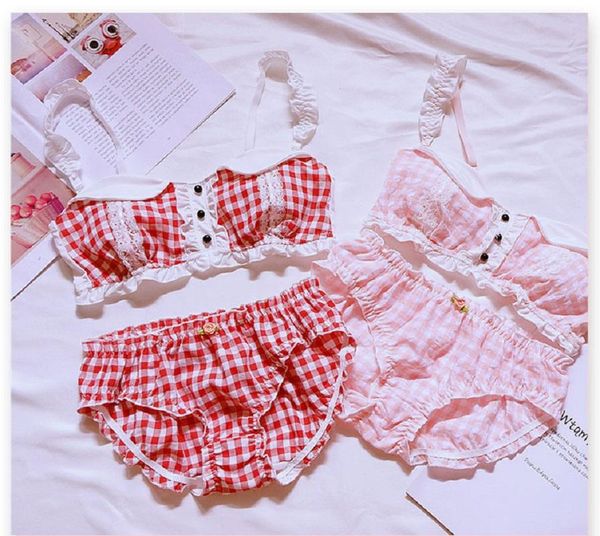 fake collar button plaid cotton underwear suit shoulder strap doll girl soft bra set triangle cup sleep garden sweet lingerie, Red;black
fake collar button plaid cotton underwear suit shoulder strap doll girl soft bra set triangle cup sleep garden sweet lingerie, Red;black