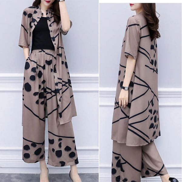 fashion elegant 2 piece set women spring summer long cardigan blouse and wide leg pant sets chiffon pants suits, White
fashion elegant 2 piece set women spring summer long cardigan blouse and wide leg pant sets chiffon pants suits, White