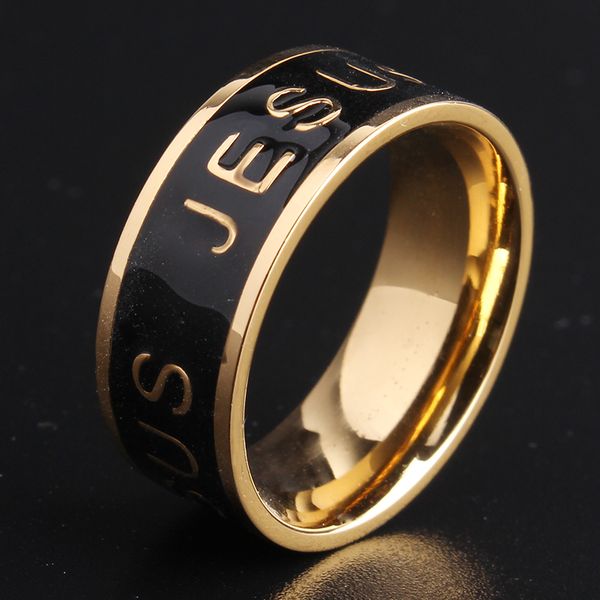 8mm gold color jesus black oil 316l stainless steel wedding rings for men women wholesale, Golden;silver
8mm gold color jesus black oil 316l stainless steel wedding rings for men women wholesale, Golden;silver