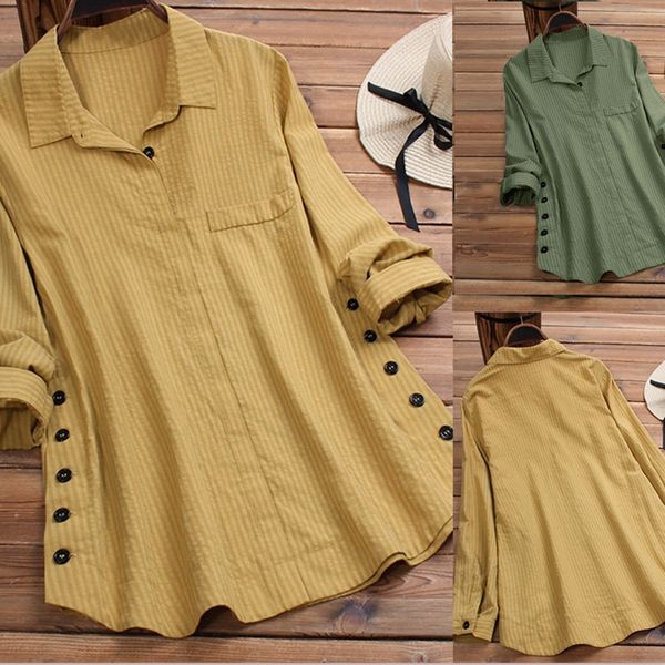 qplkp 2020 autumn new women's pure color striped button and fake pocket striped long sleeve shirt cotton and linen button cotton linen, White
qplkp 2020 autumn new women's pure color striped button and fake pocket striped long sleeve shirt cotton and linen button cotton linen, White