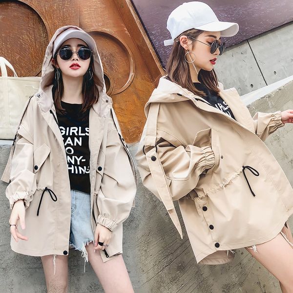 women's autumn korean style students 2020 new bf popular loose small thin trench women's windbreaker coat coat fashion, Tan;black
women's autumn korean style students 2020 new bf popular loose small thin trench women's windbreaker coat coat fashion, Tan;black