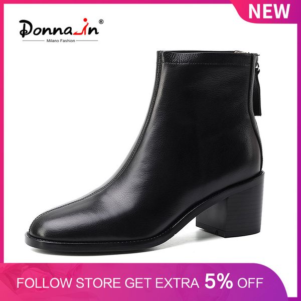 donna-in genuine leather women autumn winter ankle boots 2020 thick high heels booties ladies round toe back zip elegant shoes, Black
donna-in genuine leather women autumn winter ankle boots 2020 thick high heels booties ladies round toe back zip elegant shoes, Black