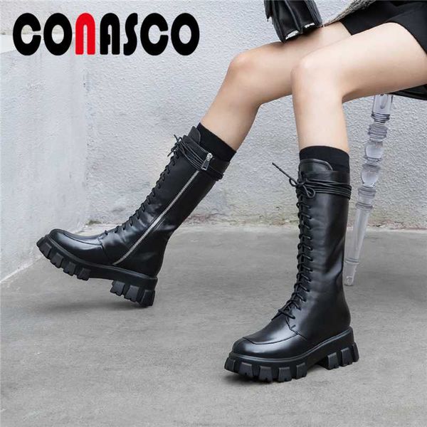 conasco fashion genuine leather new women mid-calf boots autumn winter platforms cross-tied side zipper shoes woman casual boots, Black
conasco fashion genuine leather new women mid-calf boots autumn winter platforms cross-tied side zipper shoes woman casual boots, Black