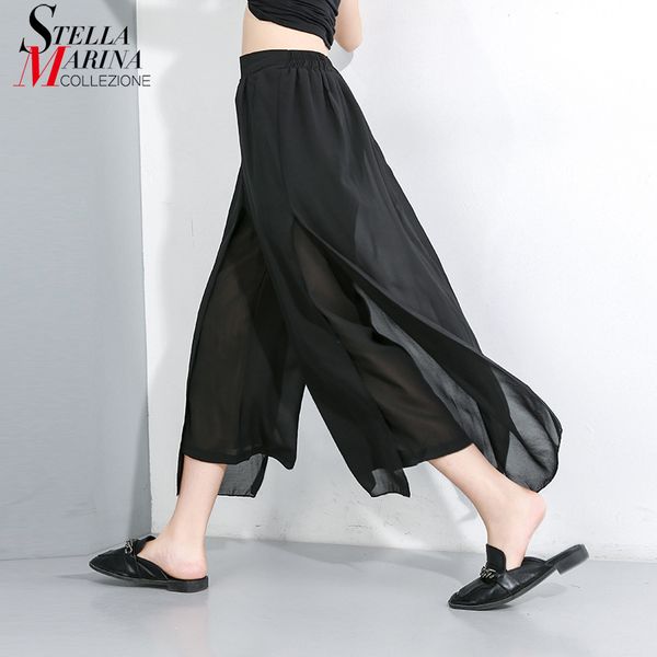 new 2020 england style women summer long black chiffon pants extra layer wide legs ladies unique wear casual pants trousers j662, Black;white
new 2020 england style women summer long black chiffon pants extra layer wide legs ladies unique wear casual pants trousers j662, Black;white