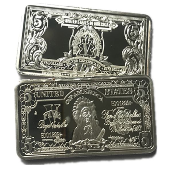10 pcs the 5 dollars silver plated ingot 50 mm x 28 mm american collectible coin home decoration bars
10 pcs the 5 dollars silver plated ingot 50 mm x 28 mm american collectible coin home decoration bars