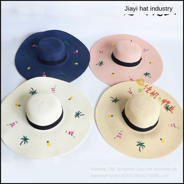 tvcii korean version of ins flamingo embroidery big eaves straw embroidered straw hat female fashionable summer travel beach sunshade beach, Blue;gray
tvcii korean version of ins flamingo embroidery big eaves straw embroidered straw hat female fashionable summer travel beach sunshade beach, Blue;gray