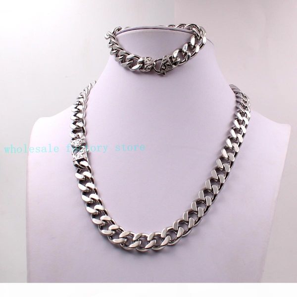 charming gifts strong link 10mm 15mm huge silver cuban curb chain necklace bracelet stainless steel jewelry set retro clasp
charming gifts strong link 10mm 15mm huge silver cuban curb chain necklace bracelet stainless steel jewelry set retro clasp