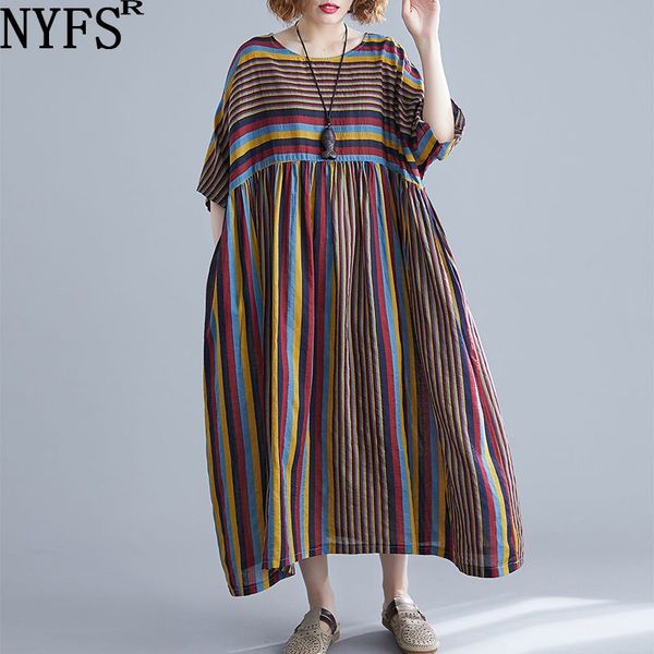 casual dresses nyfs summer dress 2021 vintage striped comfortable women literary large size long vestidos robe elbise, Black;gray
casual dresses nyfs summer dress 2021 vintage striped comfortable women literary large size long vestidos robe elbise, Black;gray