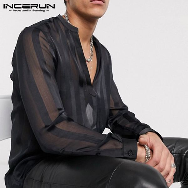 incerun fashion men mesh shirt striped transparent 2020 deep v neck long sleeve party nightclub shirts streetwear camisas, White;black
incerun fashion men mesh shirt striped transparent 2020 deep v neck long sleeve party nightclub shirts streetwear camisas, White;black