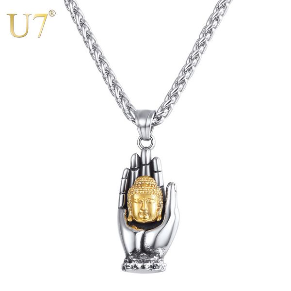 u7 men women buddha necklace hand palms pendant necklace stainless steel trendy jewelry necklaces gifts wholesale p1163, Silver
u7 men women buddha necklace hand palms pendant necklace stainless steel trendy jewelry necklaces gifts wholesale p1163, Silver