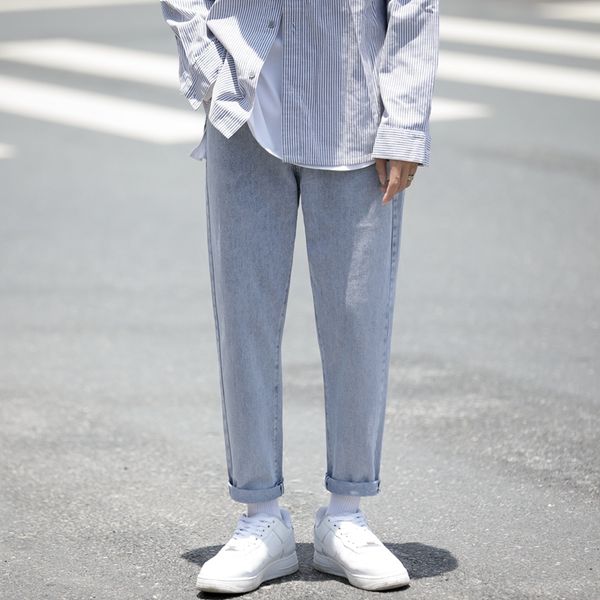 summer new straight-leg jeans men's korea design trend jeans solid color casual loose pants autumn 2020 hong kong style, Blue
summer new straight-leg jeans men's korea design trend jeans solid color casual loose pants autumn 2020 hong kong style, Blue