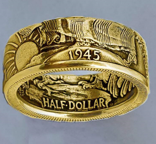 90% silver handmade coin rings vintage morgan silver half dollar 1945 carved the united state of american ring
90% silver handmade coin rings vintage morgan silver half dollar 1945 carved the united state of american ring