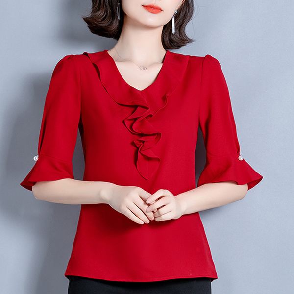 s-4xl plus size clothing 2020 summer clothing fashion ruffled chiffon blouse flare sleeve women shirt, White
s-4xl plus size clothing 2020 summer clothing fashion ruffled chiffon blouse flare sleeve women shirt, White