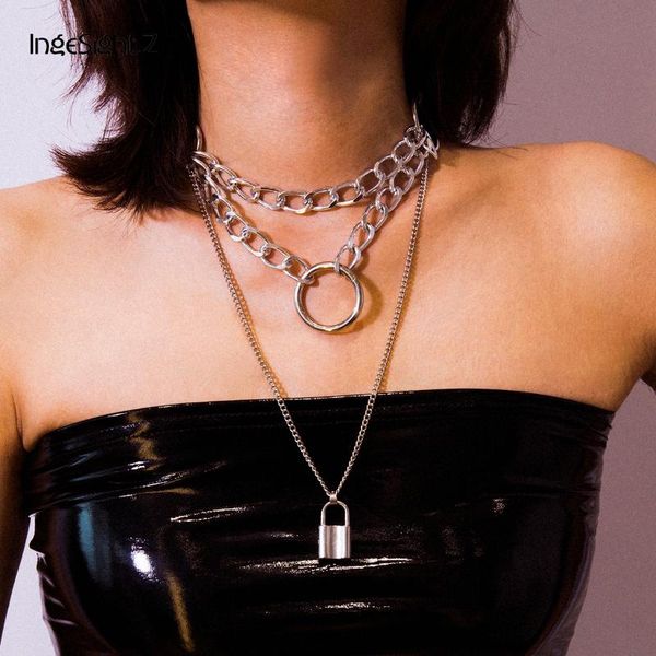 ingesight.z punk multi layer cuban thick choker necklaces collar statement gothic leather lock pendant necklaces women jewelry, Silver
ingesight.z punk multi layer cuban thick choker necklaces collar statement gothic leather lock pendant necklaces women jewelry, Silver