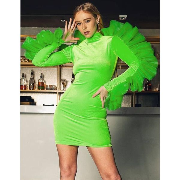 mesh ruffle velvet long sleeve bodycon dress neon green winter party dress 2020 clubwear vetement femme, Black;gray
mesh ruffle velvet long sleeve bodycon dress neon green winter party dress 2020 clubwear vetement femme, Black;gray